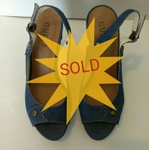 Guess Denim wedge heel . Size 6 1/2M